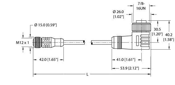 Turck Rkc 4.4T-3-Wkm 40/S1560/S3060 Actuator and Sensor Cable, Extension Cable