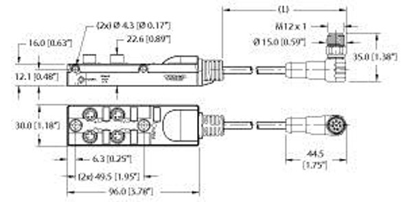 Turck Tb-4M8M-3-0.5-Wscv 8.6T Junction Box - Actuator/Sensor, 4-port, M8 I/O port with cable with M12 connector homerun