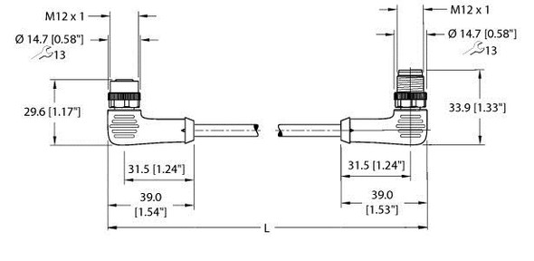 Turck Ekwb-Eswb-A4.400-Gc2K-2 Actuator and Sensor Cable, Extension Cable