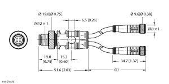 Turck Vbrs 4.4-2Pkg 3M-0.3/0.3 Daisy chain