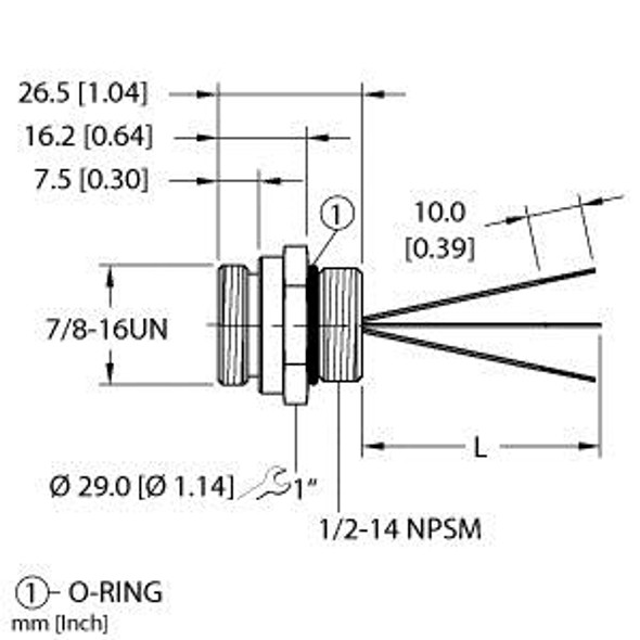 Turck Rsf 30-0.2M Single-ended Receptacle, Male Receptacle