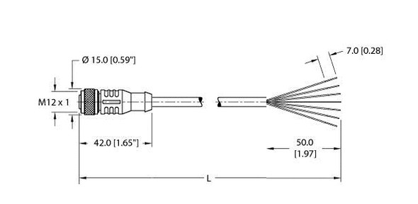 Turck Rkc 6T-6/S618 Single-ended Cordset, Straight Female Connector