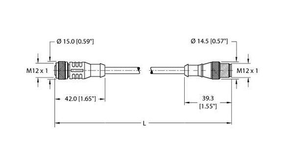 Turck Rk 4.5T-9-Rs 4.5T/S653 Double-ended Cordset, Straight Female Connector to Straight Male Connector