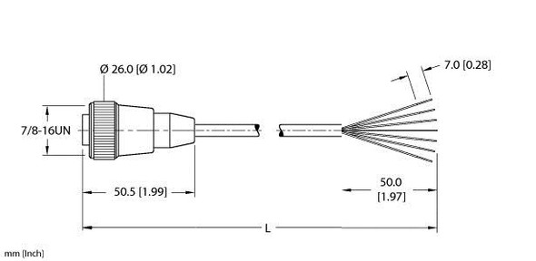 Turck Rkm 61-20M/S739 Single-ended Cordset, Straight Female Connector