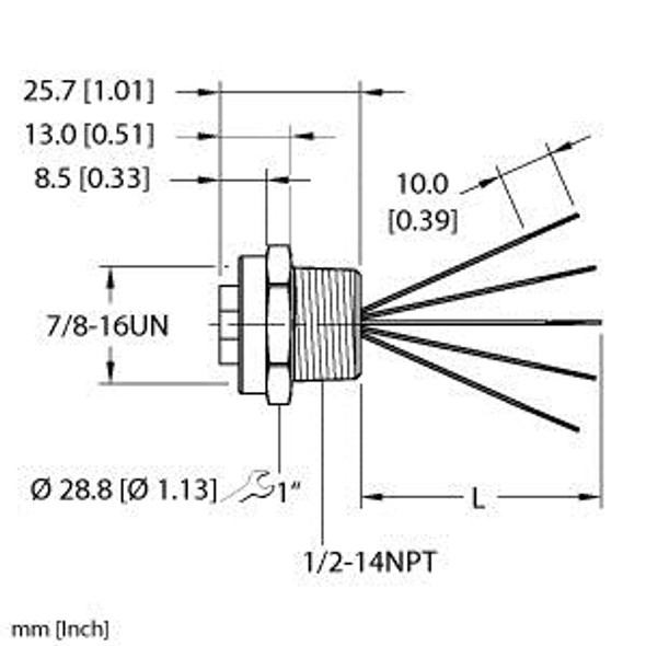 Turck Rkf 50-0.5M/Npt Single-ended Receptacle, Female Receptacle