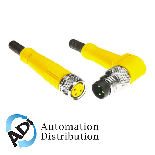 Turck Pkg 3M-0.6-Psw 3M/S90 Double-ended Cordset, Straight Female Connector to Right angle Male Connector 777001331