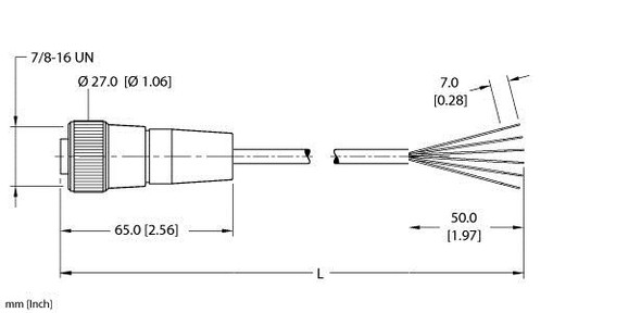 Turck Rkm 68A-1M Single-ended Cordset, Straight Female Connector