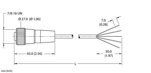 Turck Rkm 58A-4M Single-ended Cordset, Straight Female Connector