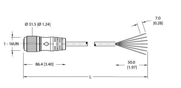 Turck Rkm 76-43M Single-ended Cordset, Straight Female Connector