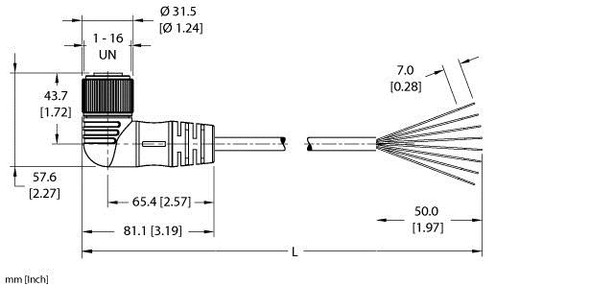 Turck Wkm 86-4M Single-ended Cordset, Right angle Female Connector