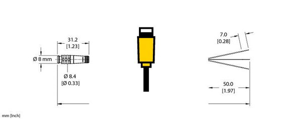 Turck Psg 3-0.6/S760/S1057 Single-ended Cordset, Straight Male Connector