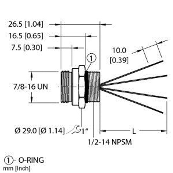 Turck Rsf 40-1M Single-ended Receptacle, Male Receptacle