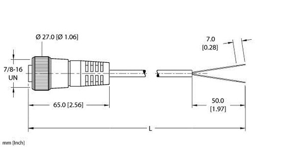 Turck Rkm 26-30M Single-ended Cordset, Straight Female Connector