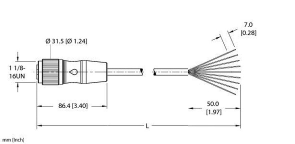 Turck Rkm 96-4M/S101 Single-ended Cordset, Straight Female Connector