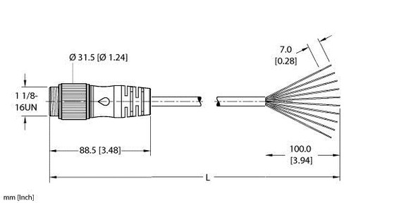 Turck Rsm 106-15M/S101 Single-ended Cordset, Straight Male Connector