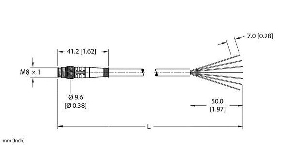 Turck Psg 6M-2.5/S90/S618 Single-ended Cordset, Straight Male Connector