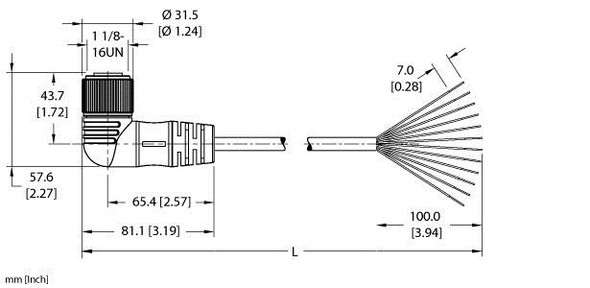 Turck Wkm 126-10M/S1587 Single-ended Cordset, Right angle Female Connector