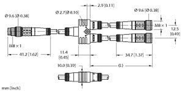 Turck Yp2-Psg4M-1/2Pkg3M-0.3/0.3 Splitter