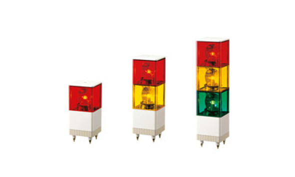 Patlite KJT-102E-R Rotating Type Signal Tower, with 8-channel, 32 built-in alarm, cube style; Red