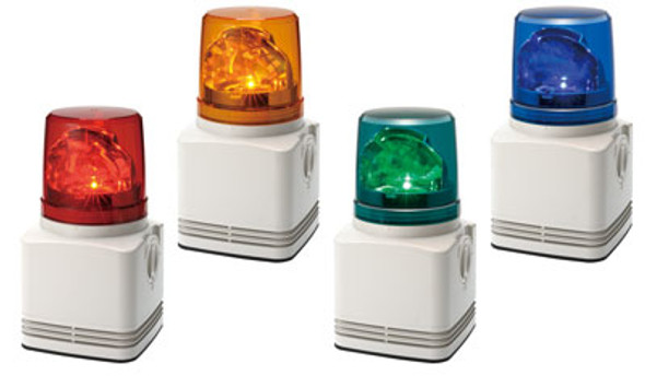 Patlite RFT-220E-G Rotating warning light with 4-channel alarm with 32 pre-programmed sounds; Green LED