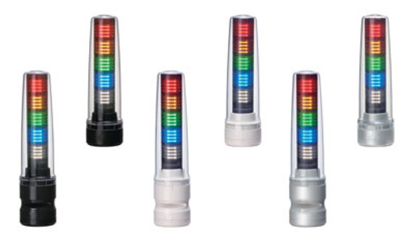 Patlite LS7-502SWH-RYGBC Continuous light, direct mount, flying leads. Silver body. Custom LED color configurations are available on order with special prices, quantities and lead time- please inquire with Patlite.