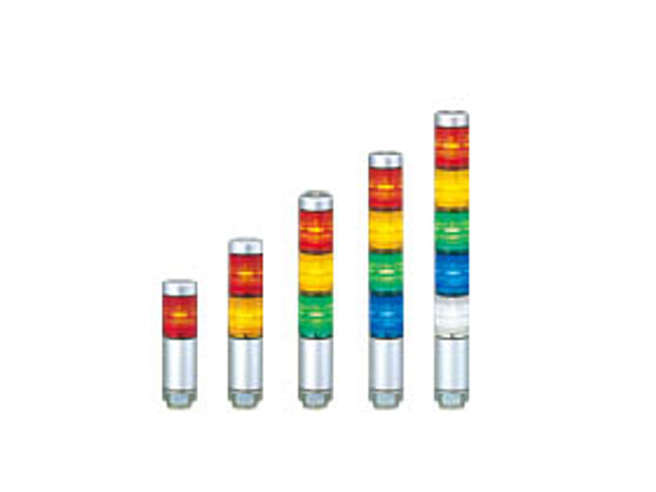 Patlite MPS-402-RYGC Continuous light, NPN & PNP open collector compatible, 45mm long body, silver body. Red, amber, green, white LED module.