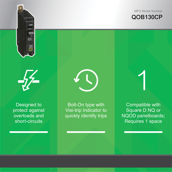 Schneider Electric QOB130FT Miniature Circuit Breaker 120/240V 30A