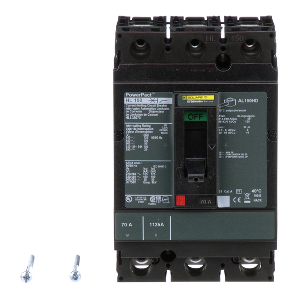 Schneider Electric HLL36070 Molded Case Circuit Breaker 600V 70A