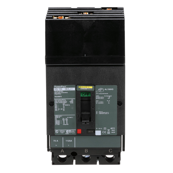 Schneider Electric HGA36070 Molded Case Circuit Breaker 600V 70A