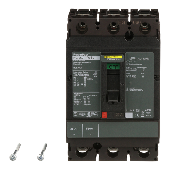 Schneider Electric HGL36025 Molded Case Circuit Breaker 600V 25A