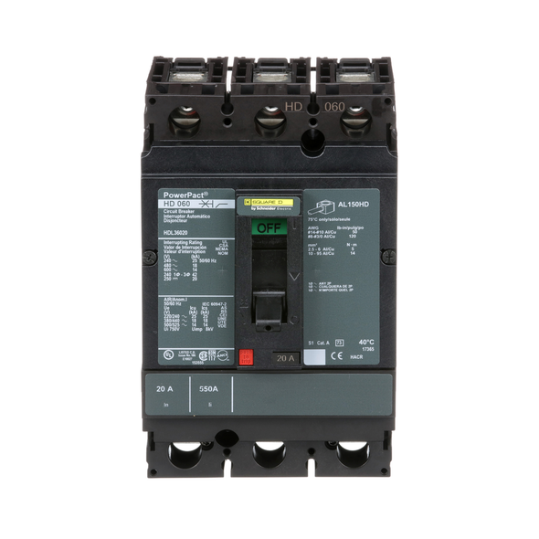 Schneider Electric HDL36020 Molded Case Circuit Breaker 600V 20A