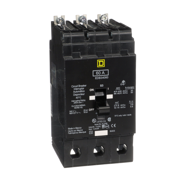 Schneider Electric EDB34060 Miniature Circuit Breaker 480Y/277V 60A