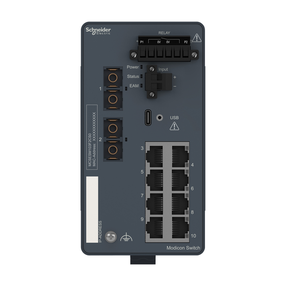 Schneider Electric MCSESM103F2CS0 Modicon Managed Switch 8Tx/2Fx-Sm