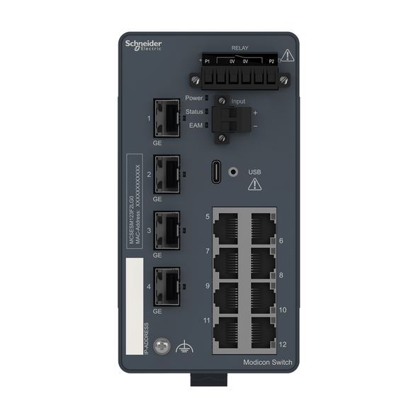 Schneider Electric MCSESM123F2LG0 Modicon Managed Switch 8Tx/4Sfp-Gbit