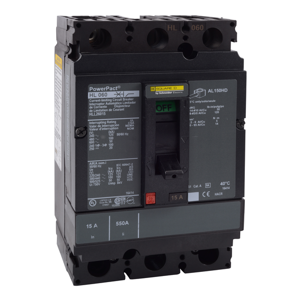 Schneider Electric HLL26015 Molded Case Circuit Breaker 600V 15A
