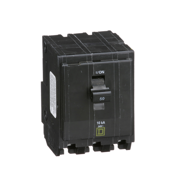 Schneider Electric QO350CP Mini circuit breaker, QO, 50A, 3 pole, 120/240VAC, 10kA, plug in, consumer pack