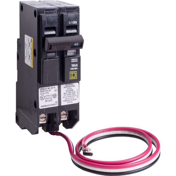 Schneider Electric QO240PL Mini circuit breaker, QO, 40A, 2 pole, 120/240VAC, 10kA, plug in, Powerlink