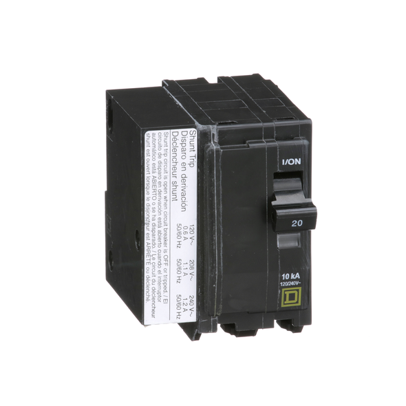 Schneider Electric QO2201021 Mini circuit breaker, QO, 20A, 2 pole, 120/240VAC, 10kA, plug in, AC shunt