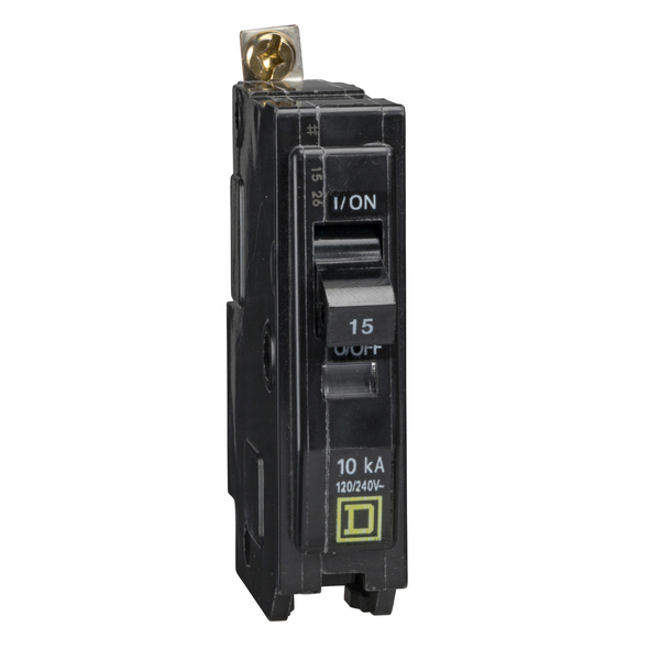 Schneider Electric QOB110VH Mini circuit breaker, QO, 10A, 1 pole, 120/240VAC, 22kA, bolt on