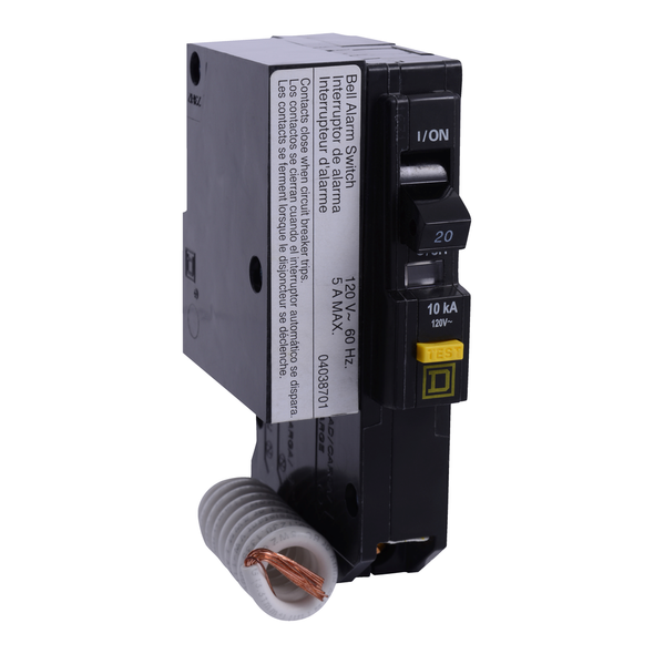 Schneider Electric QO130GFI2100 Mini circuit breaker, QO, 30A, 1 pole, 120VAC, 10kA, plug in, 6mA grd fault A, pigtail, alarm switch