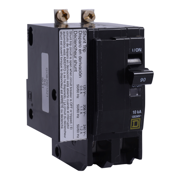 Schneider Electric QOB2125VH1021 Mini circuit breaker, QO, 125A, 2 pole, 120/240VAC, 22kA, bolt on, AC shunt