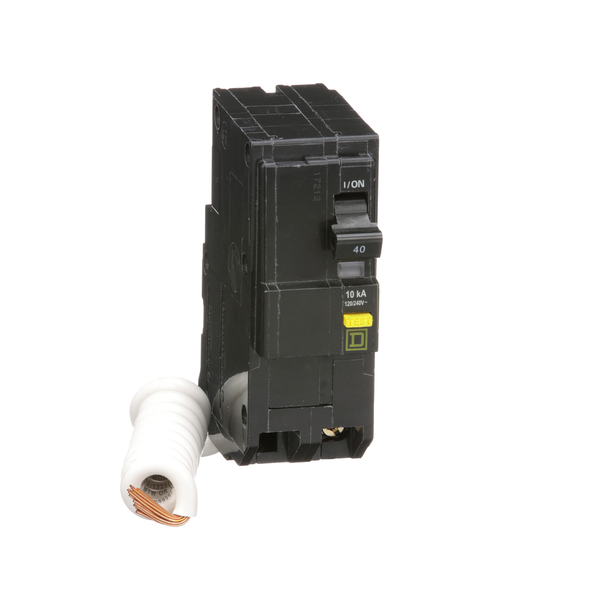 Schneider Electric QO240GFI Mini circuit breaker, QO, 40A, 2 pole, 120/240VAC, 10kA, plug in, 6mA grd fault A, pigtail