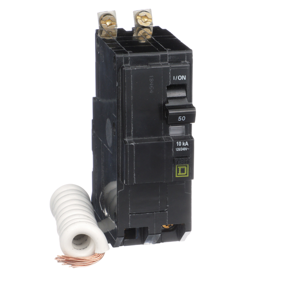 Schneider Electric QOB250EPD Mini circuit breaker, QO, 50A, 2 pole, 120/240VAC, 10kA, bolt on, 30mA grd fault B