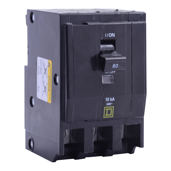 Schneider Electric QO390VH Mini circuit breaker, QO, 90A, 3 pole, 120/240VAC, 22kA, plug in