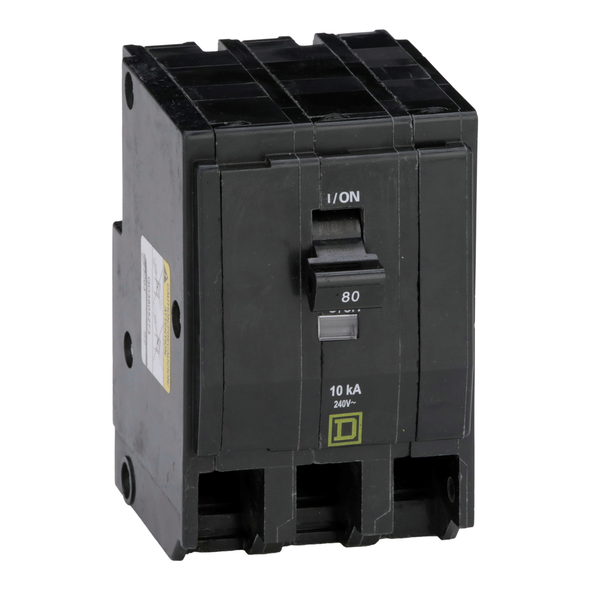 Schneider Electric QO3805273 Mini circuit breaker, QO, 80A, 3 pole, 120/240VAC, 10kA, plug in, ring