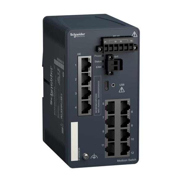 Schneider Electric MCSESM123F23G0 Modicon Managed Switch - 8 ports for copper + 4 Gigabit ports for copper