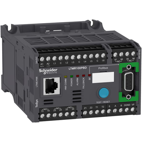 Schneider Electric LTMR100PBD Motor controller, TeSys T, Motor Management, Profibus DP, 6 logic inputs, 3 relay logic outputs, 5 to 100A, 24VDC