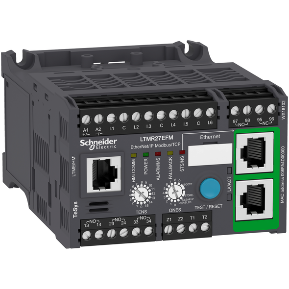 Schneider Electric LTMR27EFM Motor Management, TeSys T, motor controller, Ethernet/IP, Modbus/TCP, 6 inputs, 3 outputs, 1.35 to 27A, 100 to 240 VAC