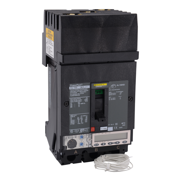 Schneider Electric HJA36100U53X Circuit breaker, PowerPacT H, 100A, 3 pole, 600VAC, 25kA, I-Line, Micrologic 5.2E, 80%, ABC