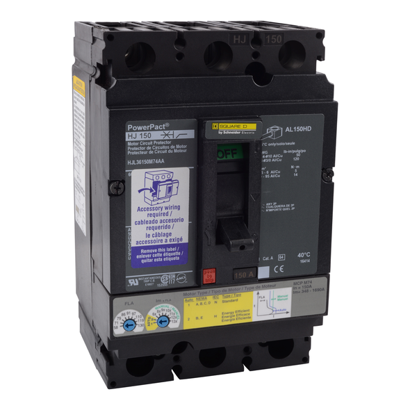 Schneider Electric HJM36080 Circuit breaker, PowerPacT H, 80A, 3 pole, 600VAC, 25kA, lugs, thermal magnetic, 80%